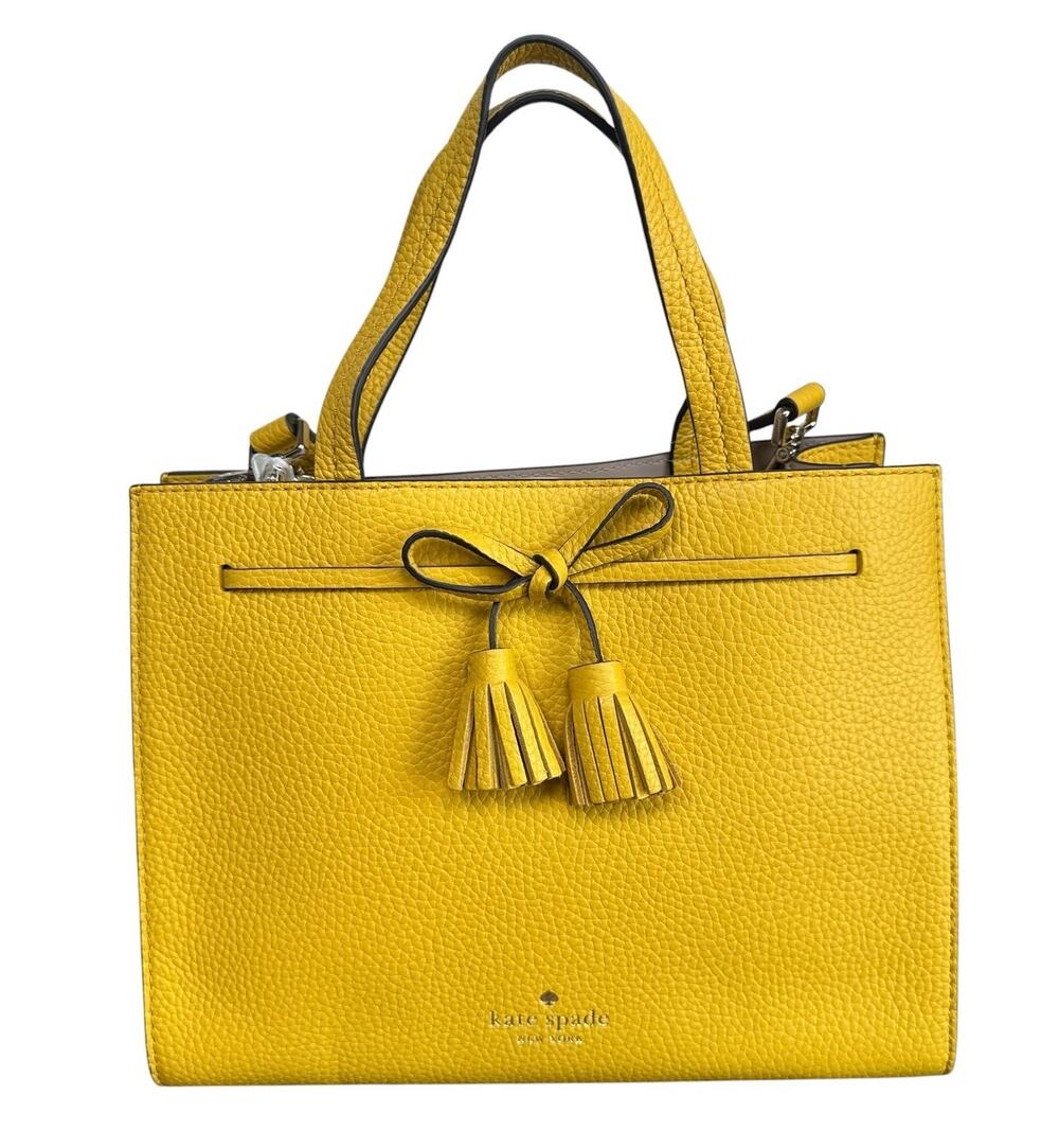 Kate Spade Sunflower Yellow Hayes Pebble Leather Small Satchel Crossbody Bag NWT